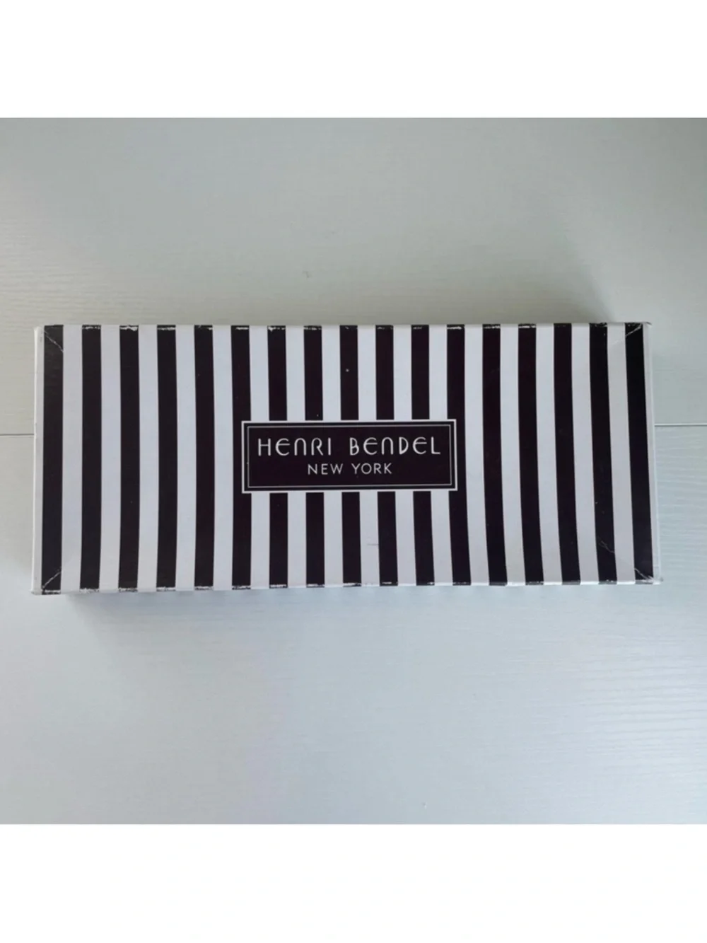 Henri Bendel Brown and White Centennial Stripe Clutch
